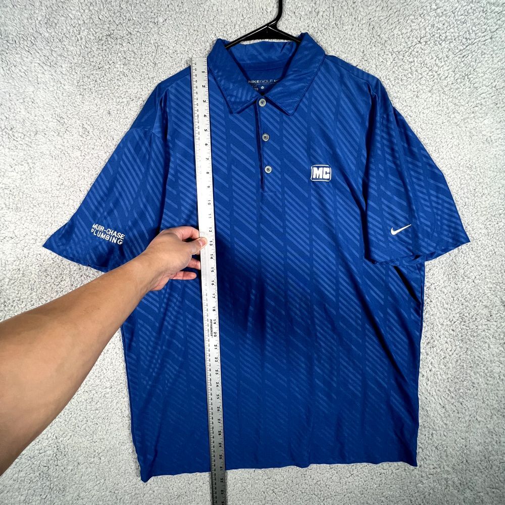 Nike Polo Shirt Mens Large Blue Active Golf Short Sleeve Performance Stretch - Picture 9 of 16